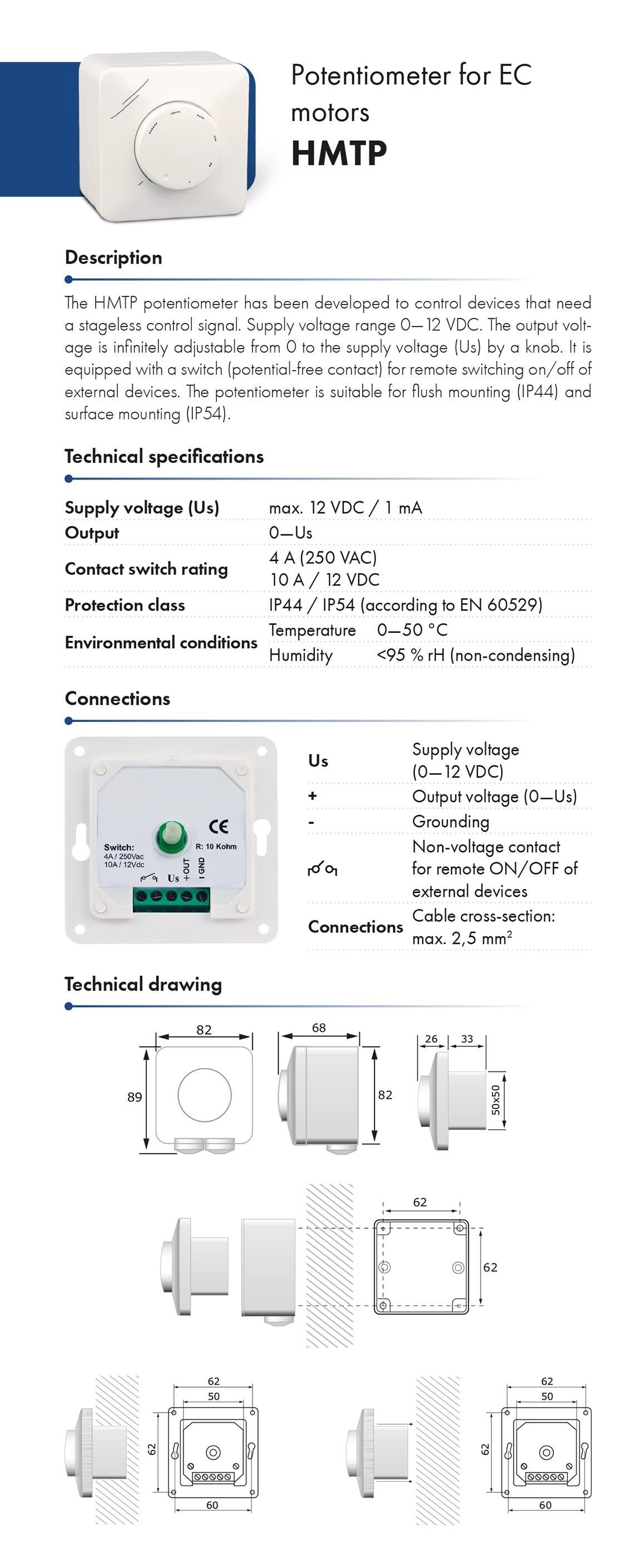 potentiometer for EC motors HMTP havaco catalogue card