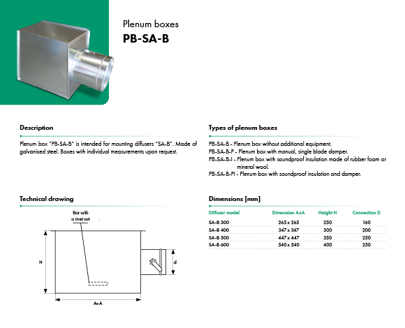 Plenum box PB-SA-B HAVACO