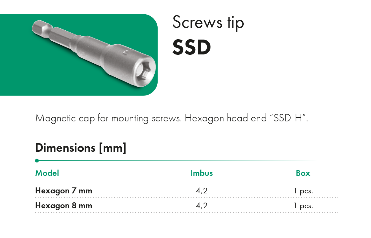 Self-screws tip SSD HAVACO catalogue card