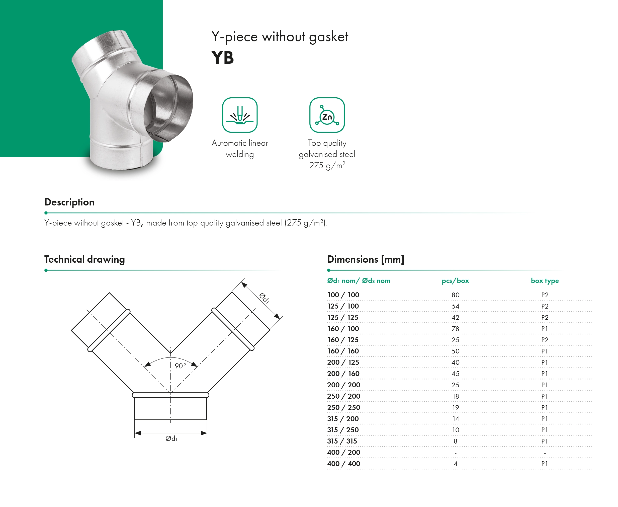 Y-piece without gasket YB HAVACO